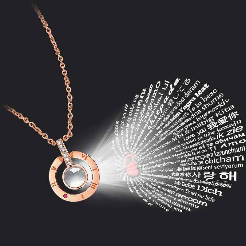 I Love You Necklace in 100 languages (Rose Gold & Silver ...