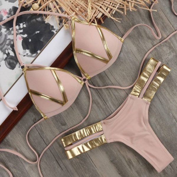 Cleopatra Women’s Bandage Bikini | Black |  Beige | Pink