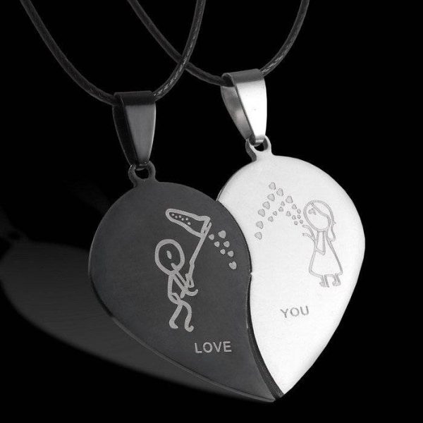 Friendship Necklace |Couples Jewelry Split Heart