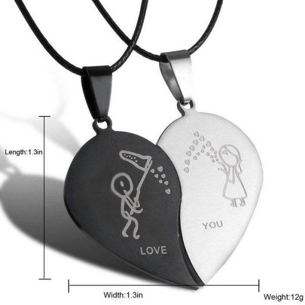 Friendship Necklace |Couples Jewelry Split Heart