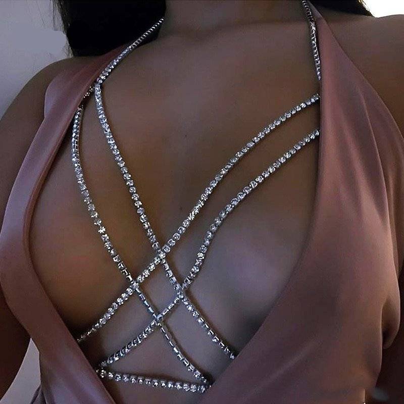 Bikini Chain Necklace Gold Tassel Bra Chain Necklace Sexy Breast