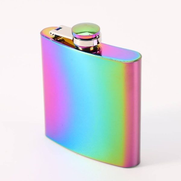 Rainbow Colored Stainless Steel Hip Flask 6oz