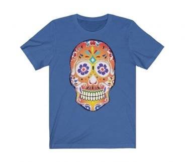 Fizzy Orange Sugar Skull Day Of The Dead (Dia De Los Muertos) Unisex Jersey Short Sleeve T Shirt T Shirts T Shirts 