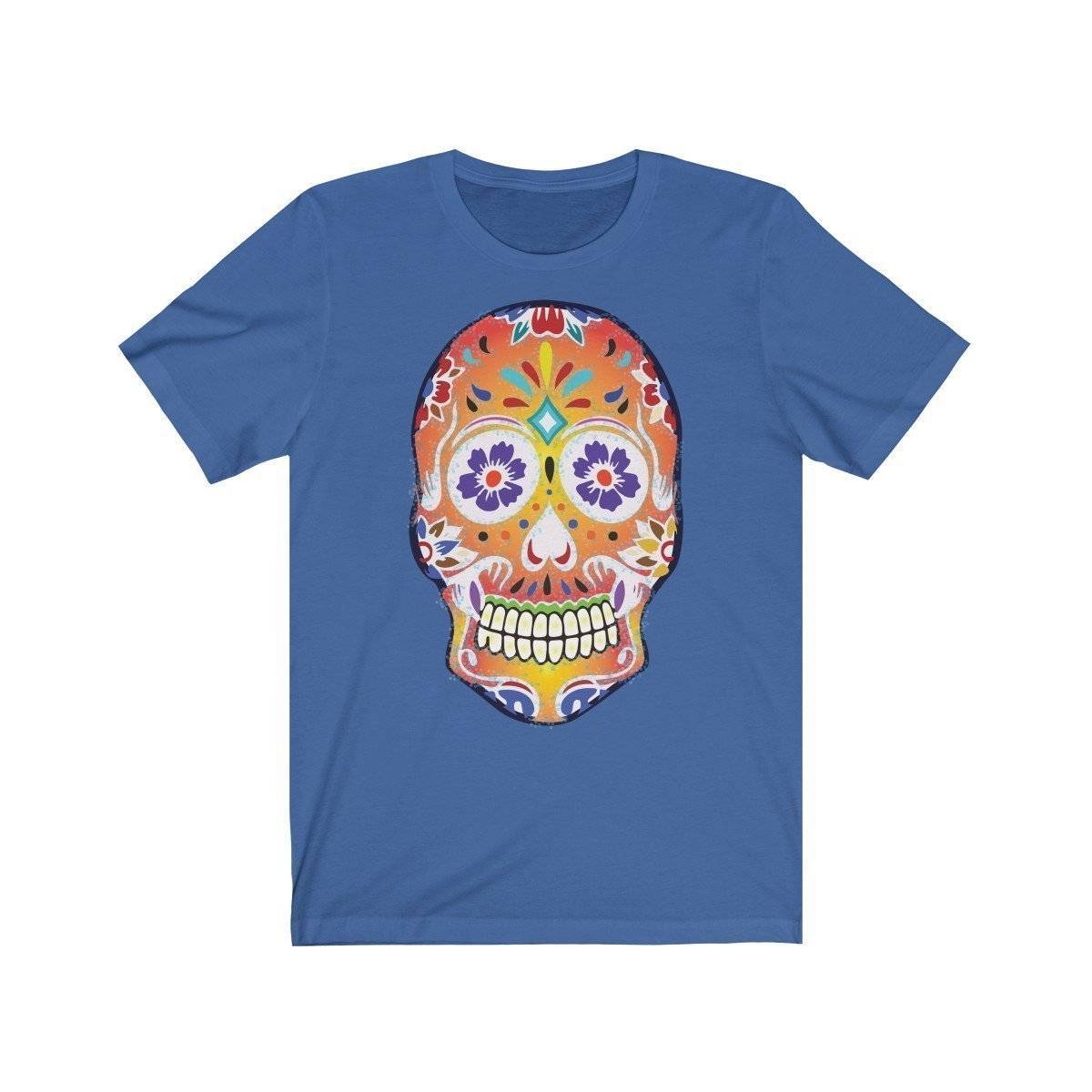 Fizzy Orange Sugar Skull Day Of The Dead (Dia De Los Muertos) Unisex Jersey Short Sleeve T Shirt T Shirts T Shirts 