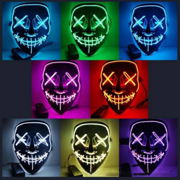 Led Halloween Party Mask | The Purge Neon Stitches Scary Mask