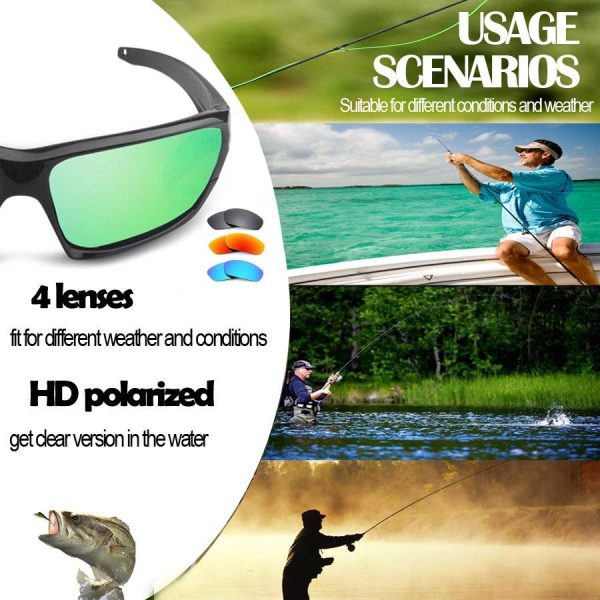 Unisex Fishing Sunglasses 4 Polarized UV Lens Tough Camouflage Body