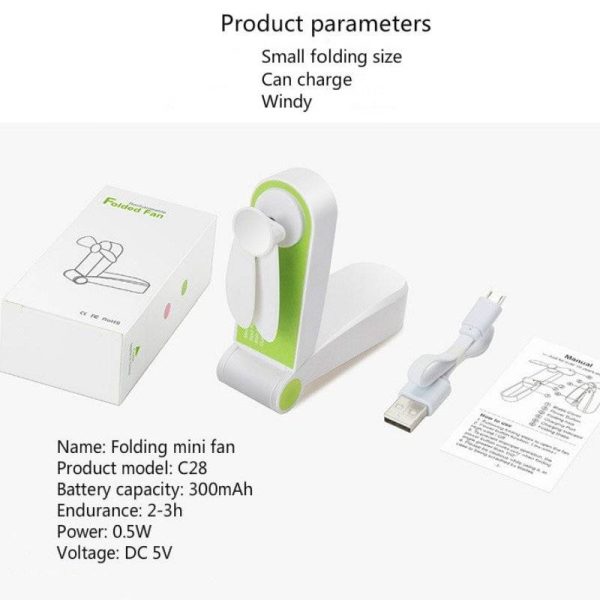 Mini Folding Pocket Fan USB Rechargeable