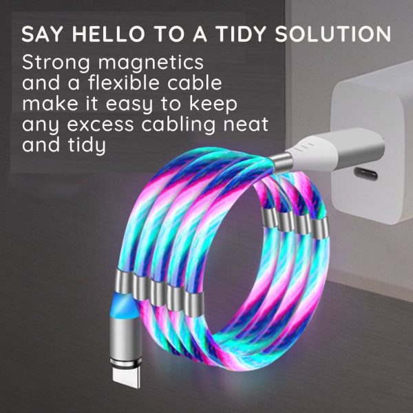 CHARGIES LED Flow Cable Magnetic Coil Up USB Charge Cable