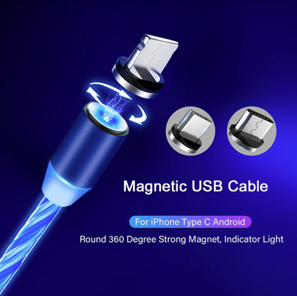 CHARGIES LED Flow Cable Magnetic Coil Up USB Charge Cable