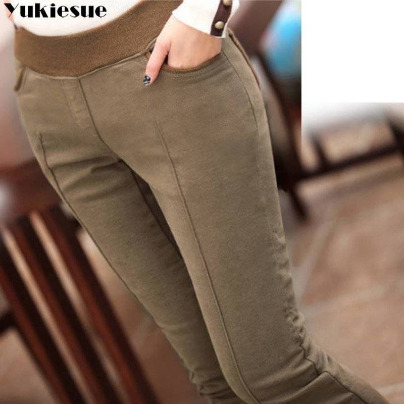 Velvet Insulated Womens Pencil Trouser With High Waist Skinny Look - Style  Review