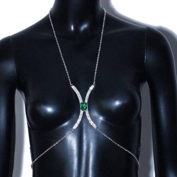 Breast Chain Jewelry Rhinestone Sexy Body Chain Necklace Bikini Jewelry