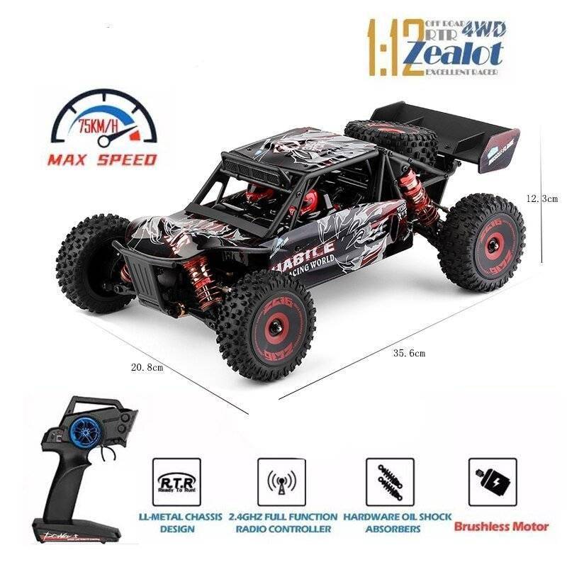 WLToys 124017 1/12 Scale Racing Radio Control Car 4WD Brushless Motor 75Km/h High Speed Off-Road Hobby Grade Swimming 