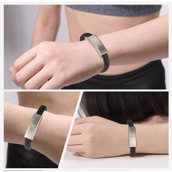 USB Flash Drive Bracelet 64GB – Black Woven Wristband
