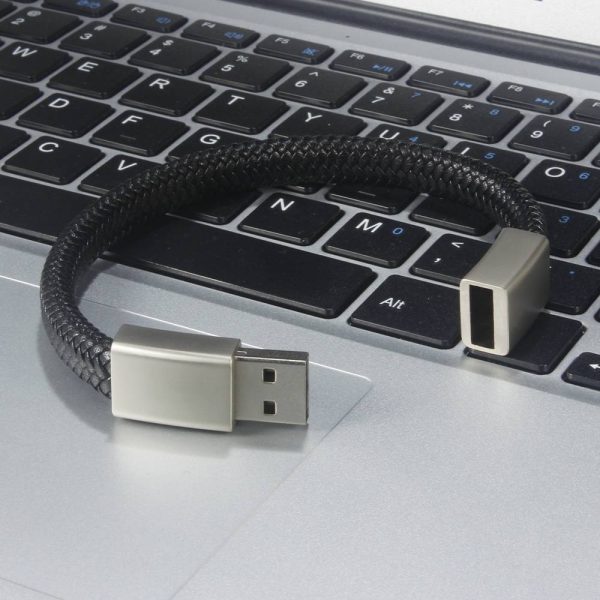 USB Flash Drive Bracelet 64GB – Black Woven Wristband