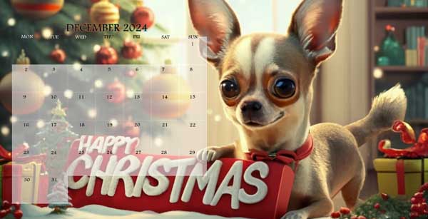 Chihuahua Calendar December 2024