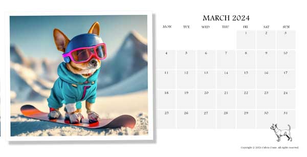 Chihuahua Calendar March 2024