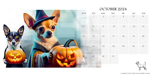 Chihuahua Calendar October 2024