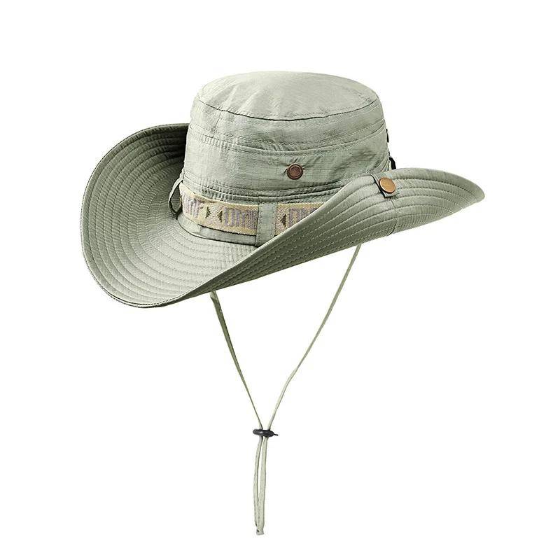 Gupgi Men Bucket Hats Cowboy Sun Hat Anti-Uv Fisherman Hat Outdoor Caps Green One Size