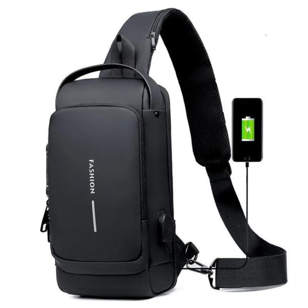 ‘FASHION’ Men’s Anti-theft Chest Bag Shoulder Strap USB Rechargeable Crossbody Bag