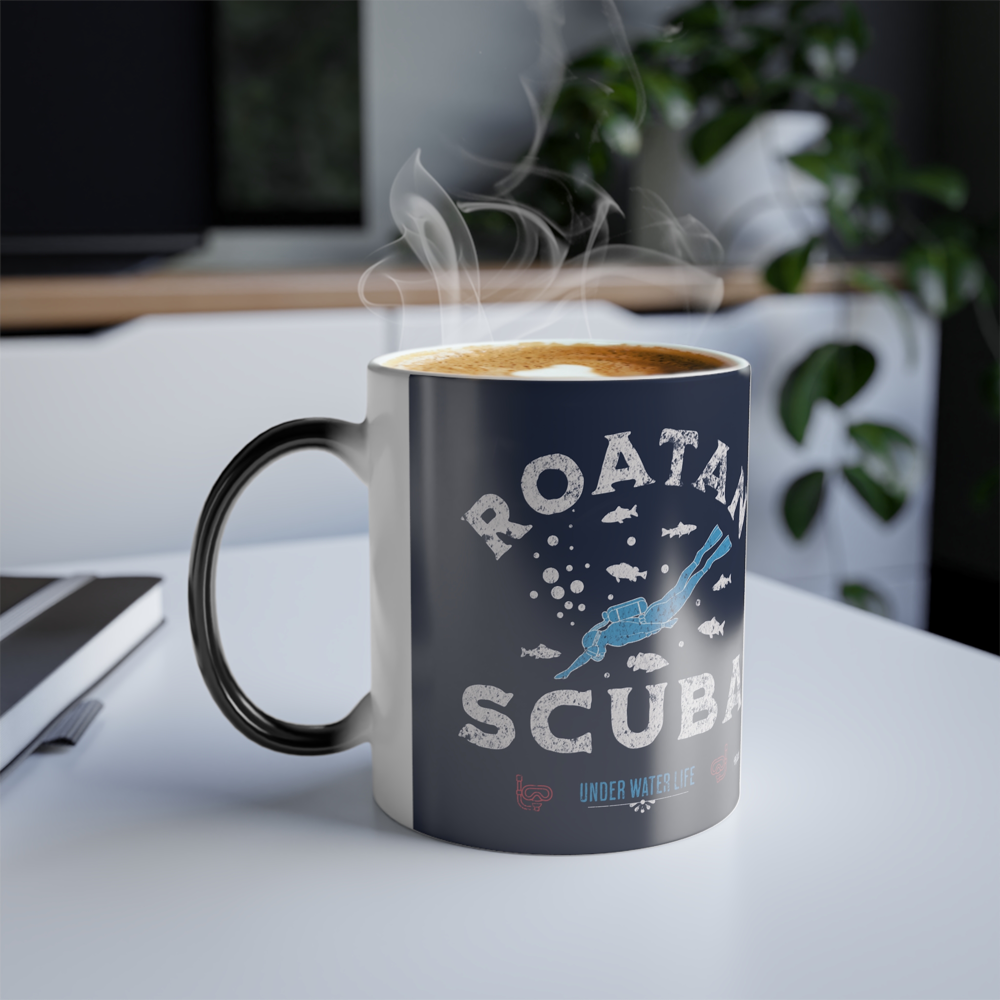 Roatan Scuba Diving Mug Changes Colour - Color Morphing Scuba Mug