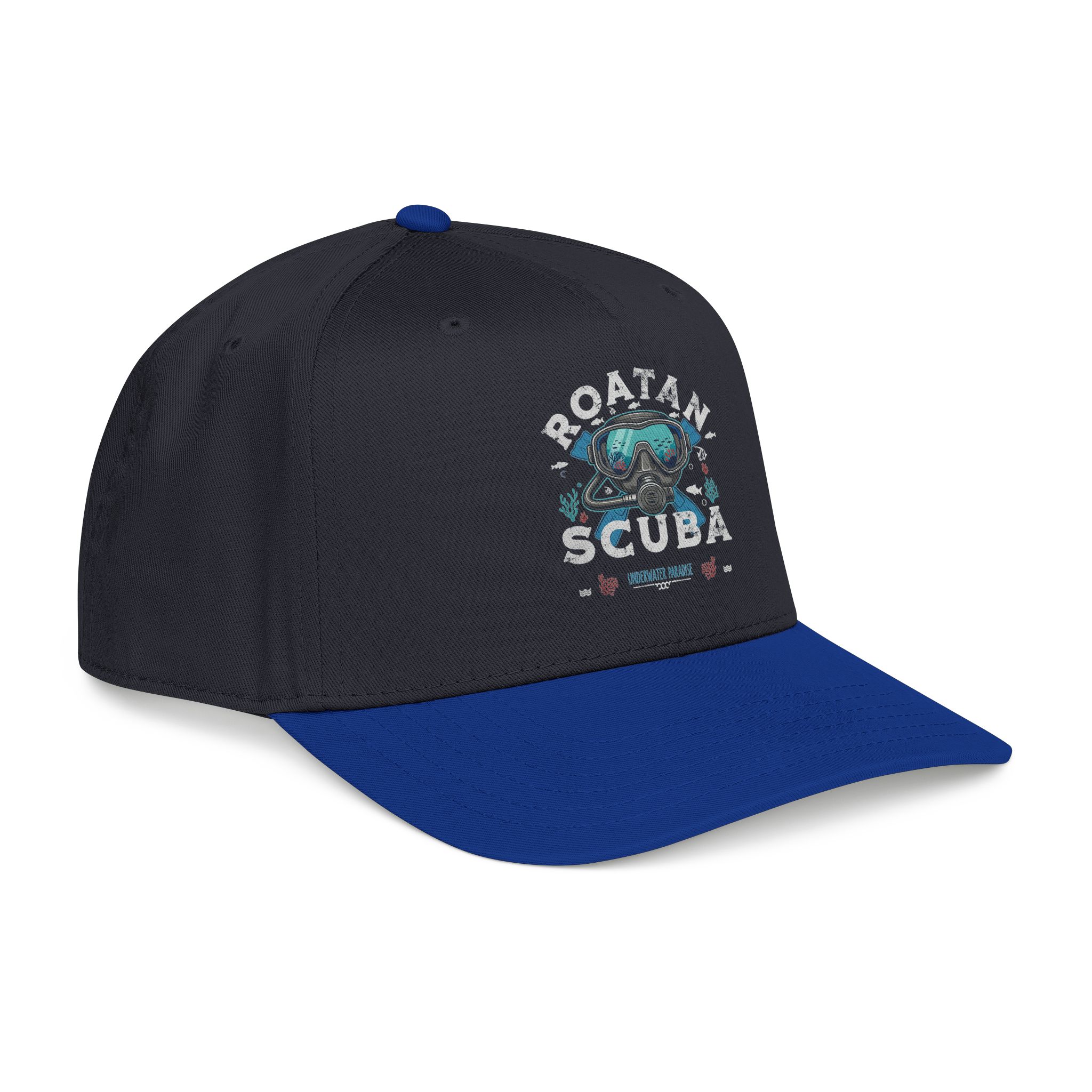 Scuba Diver Patch Mid-Profile Baseball Cap — ‘Rotan Scuba’ Nautical Dive Hat
