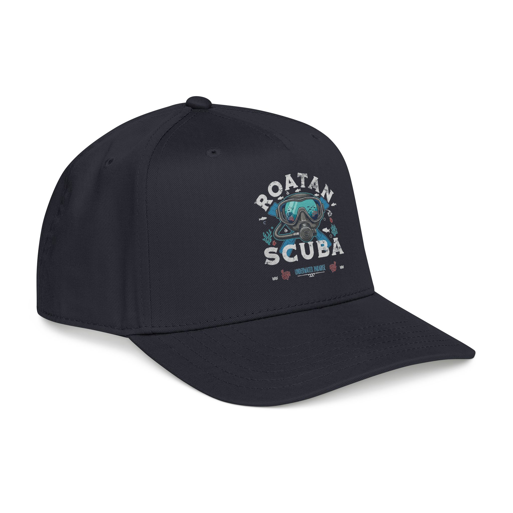 Scuba Diver Patch Mid-Profile Baseball Cap — ‘Rotan Scuba’ Nautical Dive Hat