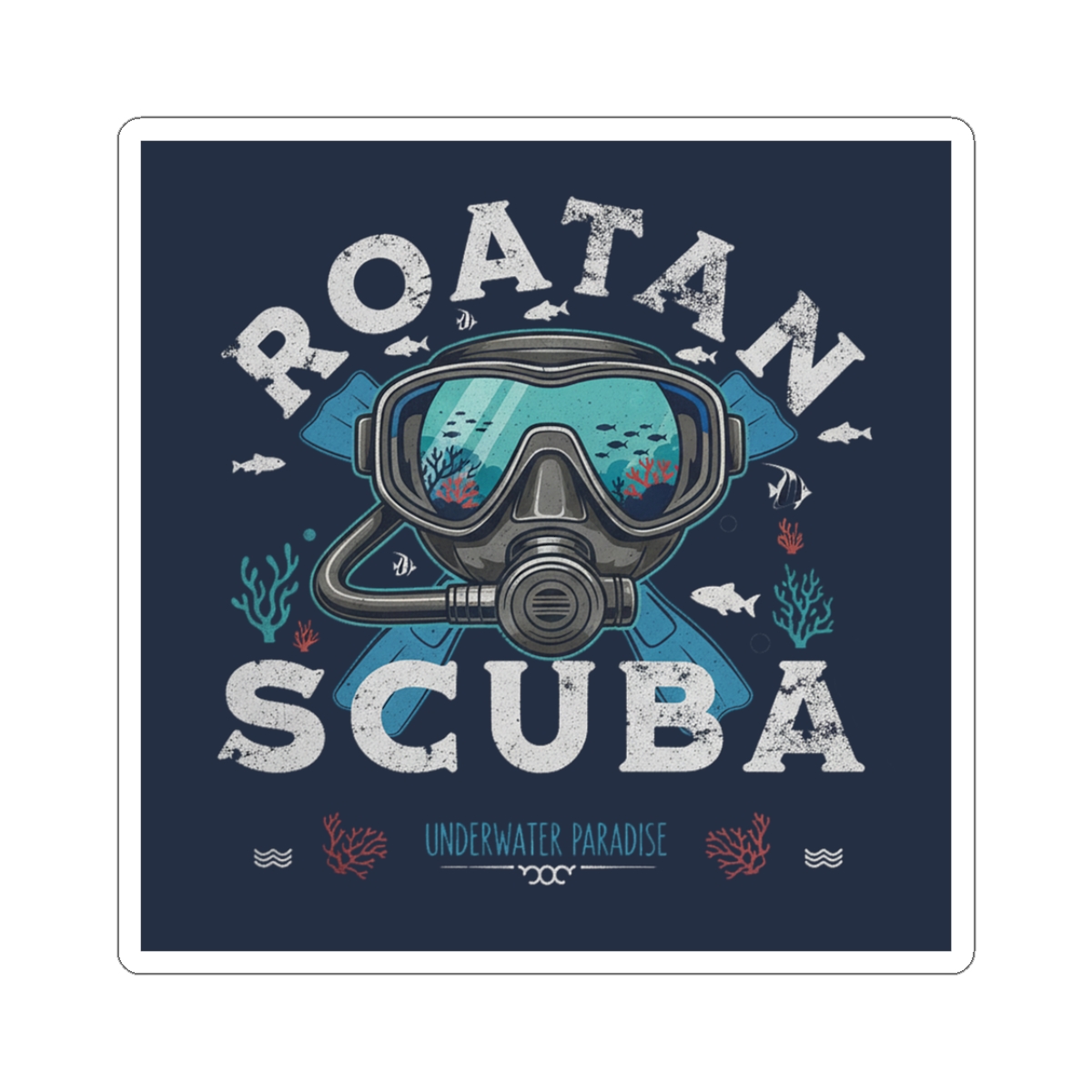 Roatan Scuba Sticker — Diving Mask Travel Souvenir Sticker