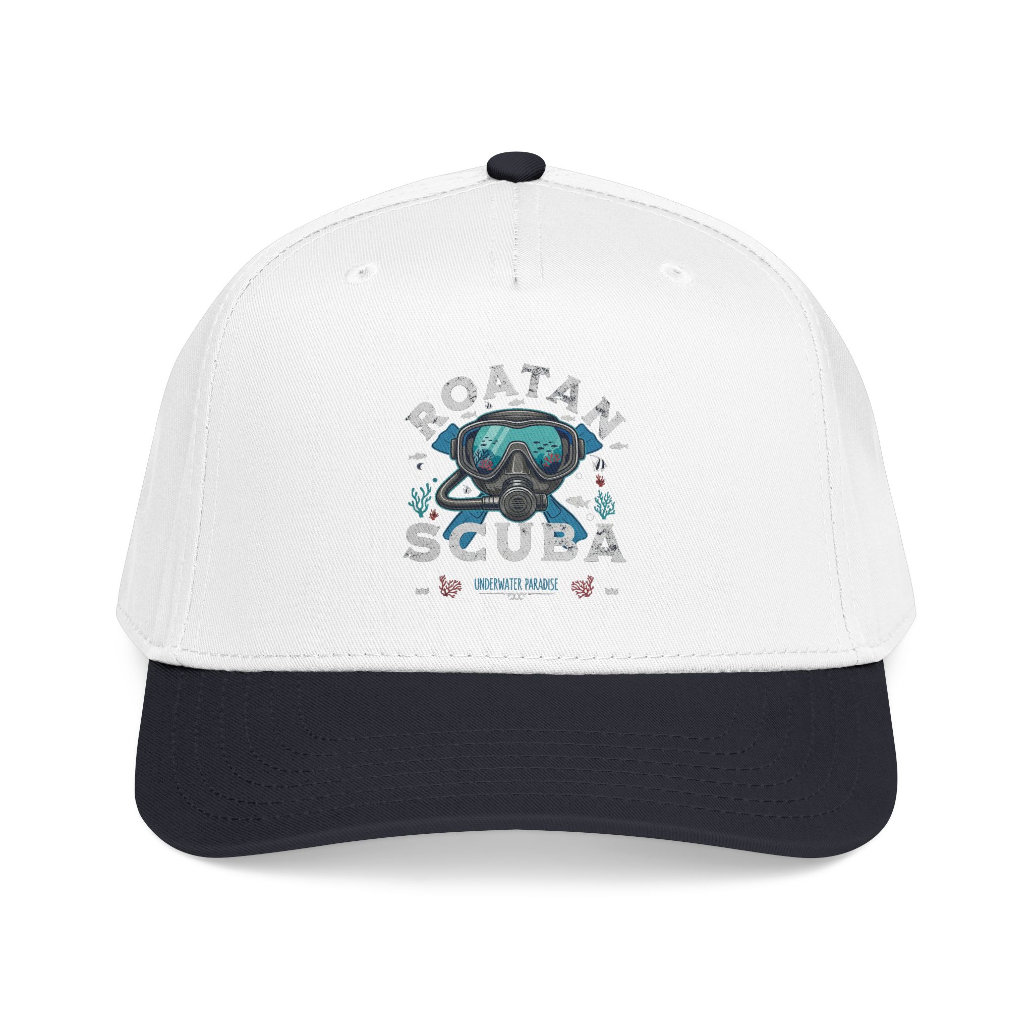 Scuba Diver Patch Mid-Profile Baseball Cap — ‘Rotan Scuba’ Nautical Dive Hat