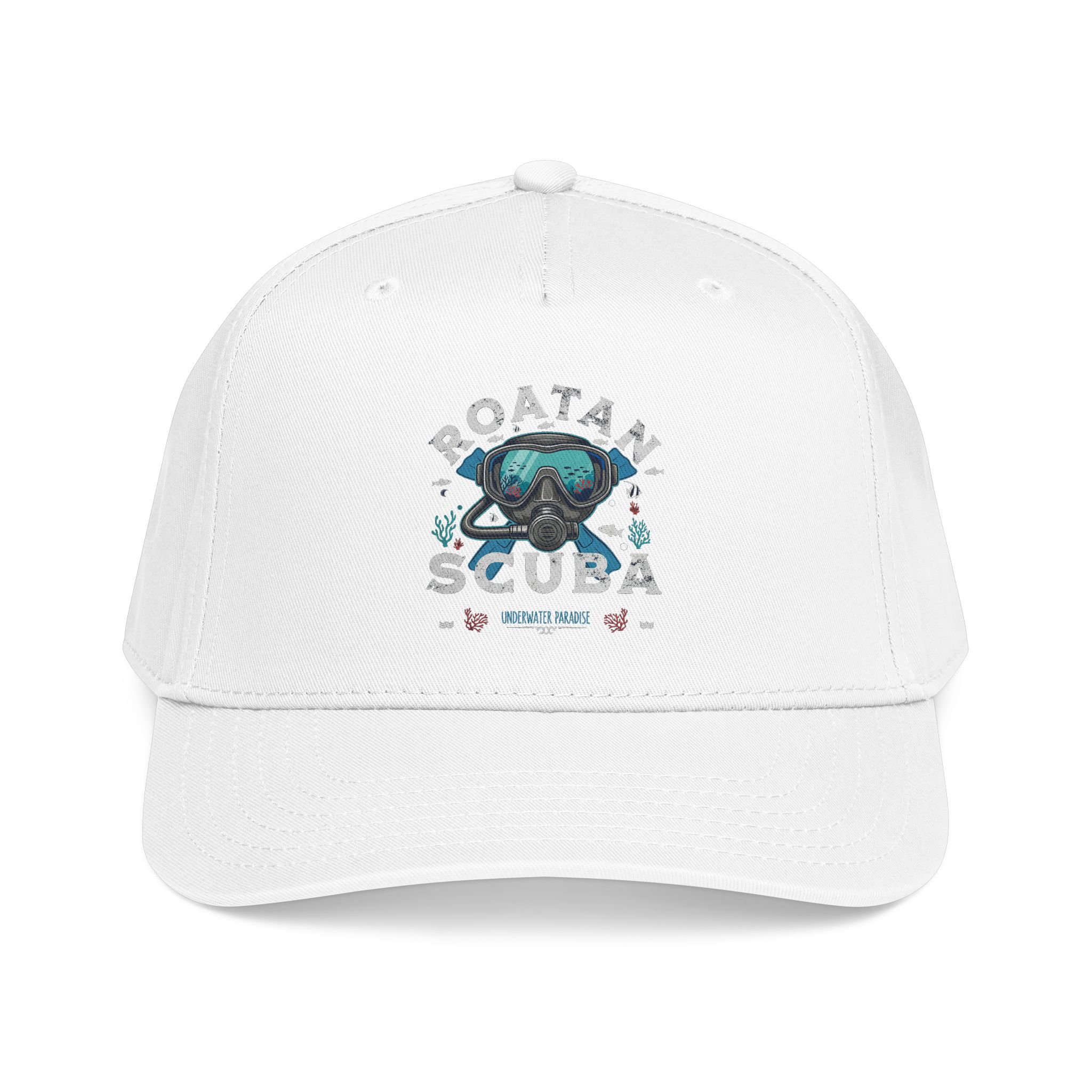 Scuba Diver Patch Mid-Profile Baseball Cap — ‘Rotan Scuba’ Nautical Dive Hat