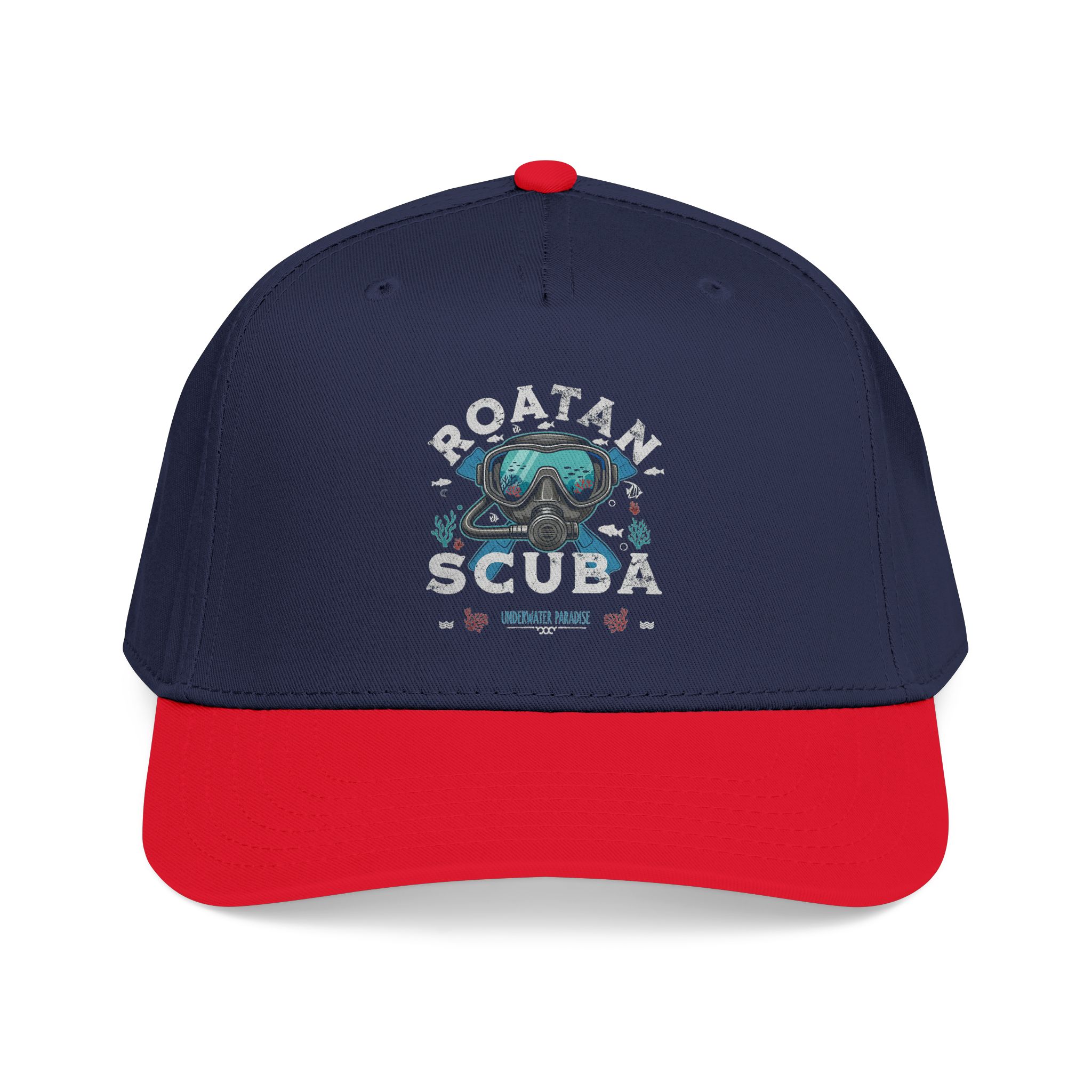Scuba Diver Patch Mid-Profile Baseball Cap — ‘Rotan Scuba’ Nautical Dive Hat
