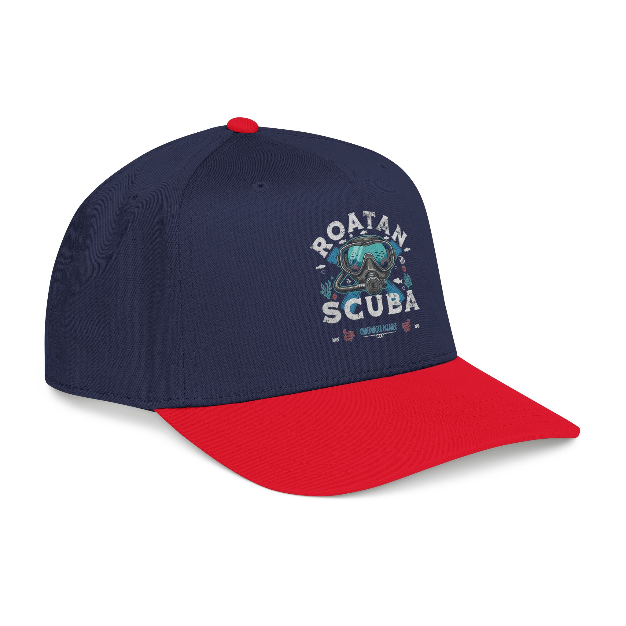 Scuba Diver Patch Mid-Profile Baseball Cap — ‘Rotan Scuba’ Nautical Dive Hat